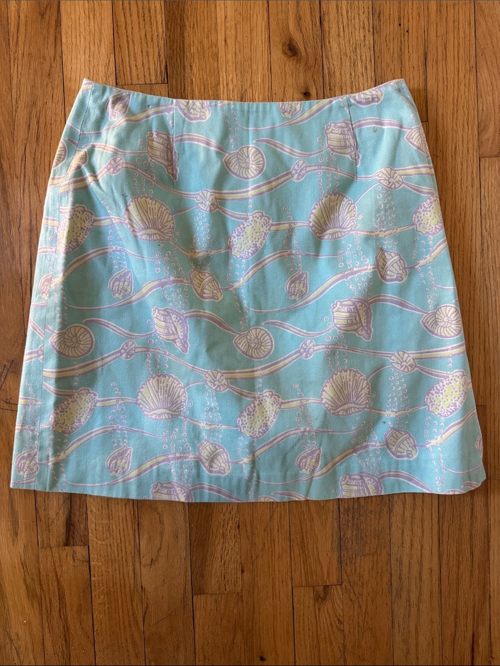 Lilly Pulitzer Aqua Seashell Print Mini Skirt size 8